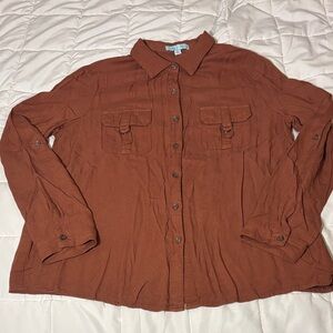 Rust Button-Up Long Sleeve Shirt